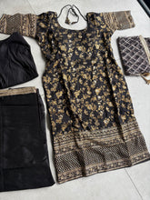 Black and gold brocade suit with 2 options for pants