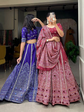 Maroon printed silk bandhani print Lehenga