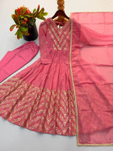 Pink crunchy silk anarkali