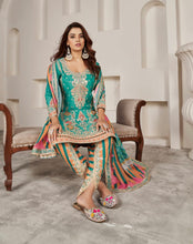 Tulip pants readymade - green and orange