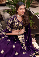 Purple silk Lehenga with pearl coding (skirt stitched)