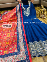 Niks collection - blue modal chanderi silk anarkali (plus size option)