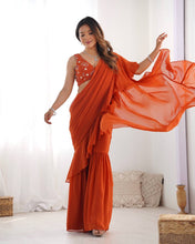 Rust ready to wear sharara saree (XS-XXL)