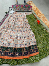 Traditional green bandhani and Patola chaniya choli - readymade