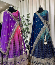Ombre shaded bandhej print purple and pink Lehenga