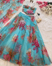 Light blue corset style floral Lehenga