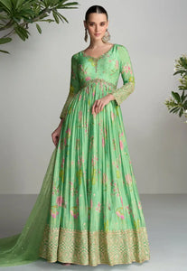 Scarlet - pista green chinon anarkali