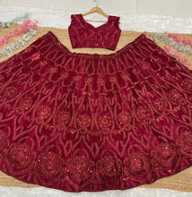Red glitter soft net Lehenga