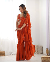 Rust ready to wear sharara saree (XS-XXL)