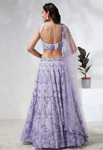 Lavender floral georgette Lehenga