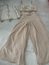 Beige palazzo set with short cape jacket
