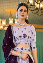 Lavender A line georgette Lehenga with belt