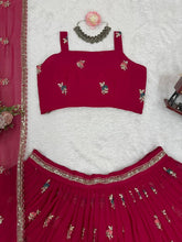 Red georgette floral embroidered Lehenga