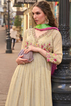 Ivory silk florals anarkali