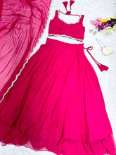 Pure georgette hot pink plain Lehenga