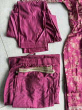 Magenta and gold brocade suit with 2 options for pants