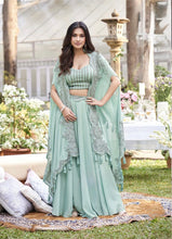 Mint green palazzo set with cape