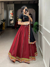 Maroon and black pure cotton readymade Lehenga