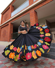 Black and florals Lehenga