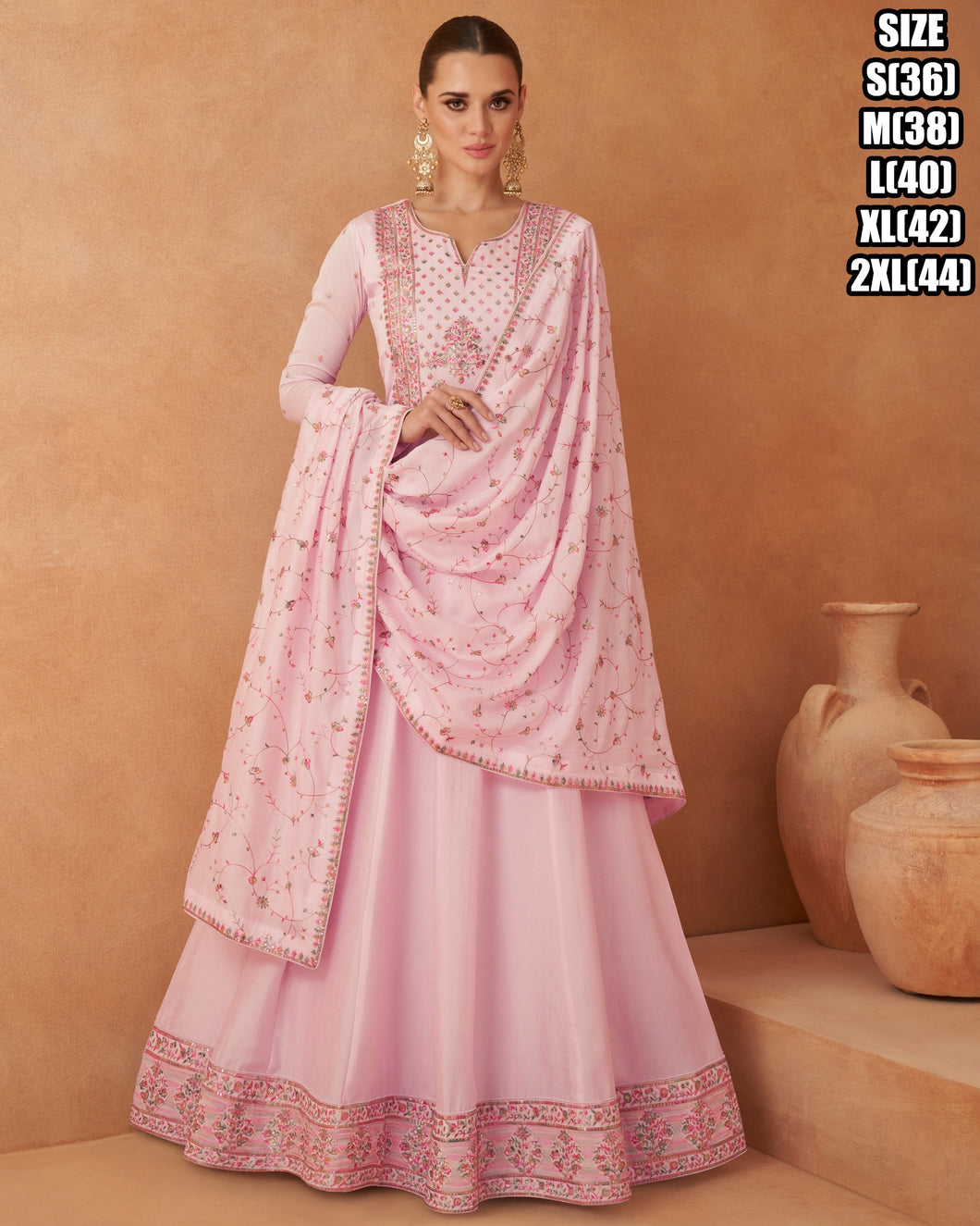 Janisha - Baby pink silk gown