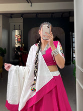 Traditional pink mirror work pure cotton readymade Lehenga