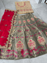 Grey and pink silk lehenga