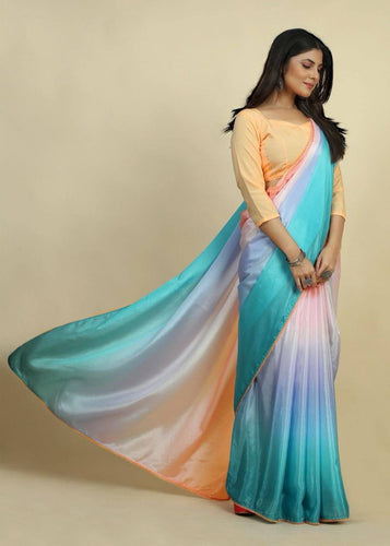 Alia Bhatt inspired ombre shaded satin chinnon saree - 6 colours