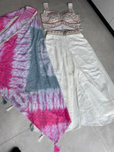 White palazzo set with tie and dye cape