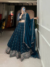 Navy blue georgette Lehenga (skirt stitched)