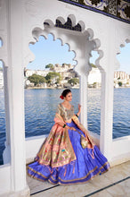 Jacquard silk Lehenga in blue(skirt stitched)