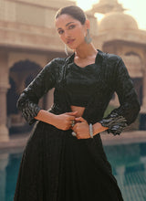 Black sequinned lehenga with jacket