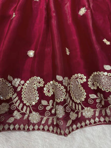 Deep red jimmy choo lehenga (skirt stitched)