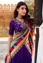 Purple vichitra silk Lehenga (skirt stitched)