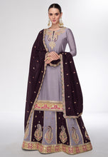 Lavender silk Indo western Lehenga with long top