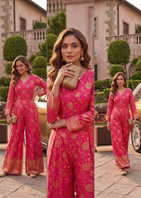 Banarasi silk jacquard jumpsuit in pink