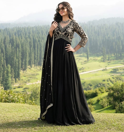 Black and gold elegant gown