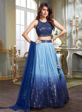 Aqua blue sequins ombré georgette Lehenga