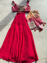 Pink chinon palazzo bandhani print with short jacket