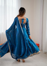 Royal blue anarkali in fendi silk