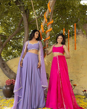 Pure georgette lilac plain Lehenga