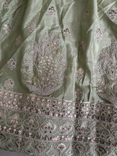 Pastel green chiffon embroidered Lehenga