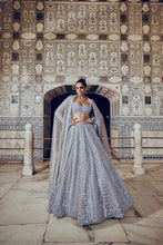Grey shimmer silk partywear lehenga