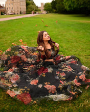 Black floral organza readymade Lehenga