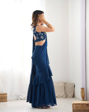 Blue ready to wear sharara saree (XS-XXL)