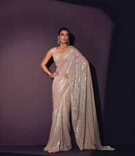 Champagne nude rainbow sequins saree