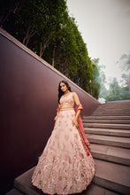 Rose gold fendi silk Lehenga