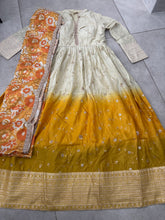Ivory and mustard silk anarkali