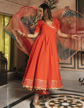 Orange bandhej gown set (also for plus sizes)