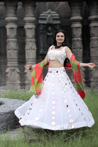Gorgeous white mirror work Lehenga