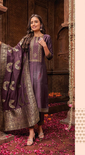 Viscose salwaar kameez with jacquard dupatta - readymade